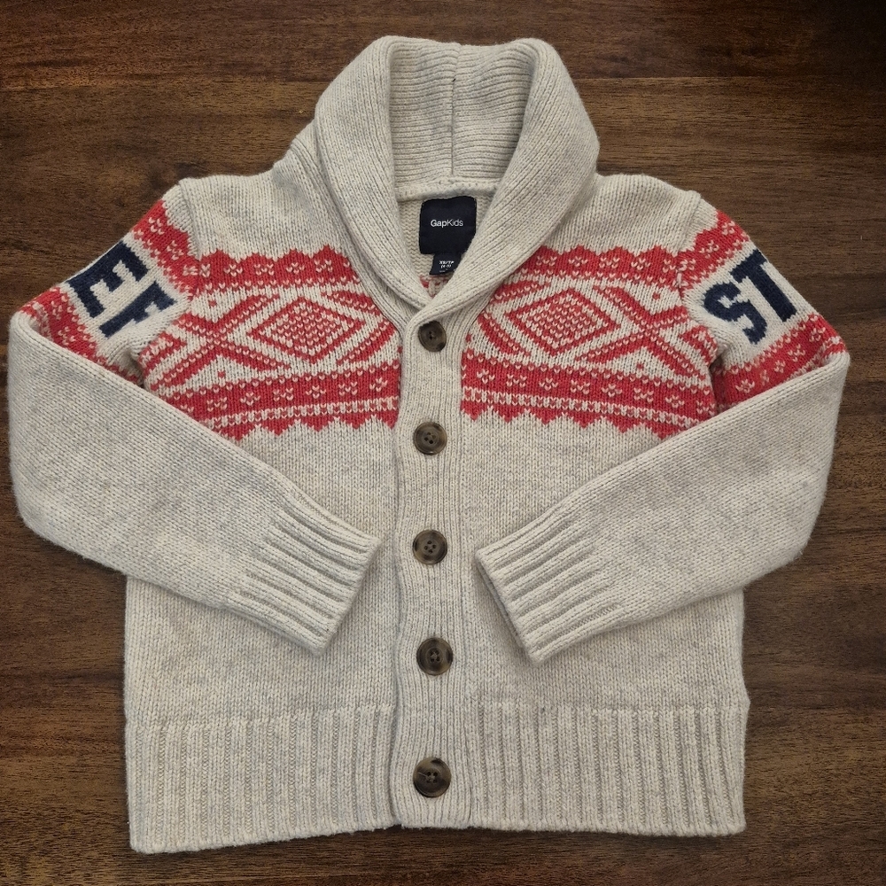 GAP Boys Preppy Cream Knit Cardigan Size XS (4T-5T)